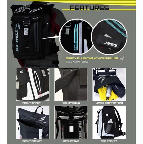 Maleta Taichi Impermeable Para Motociclistas Reflectiva Aaa - Imagen 10
