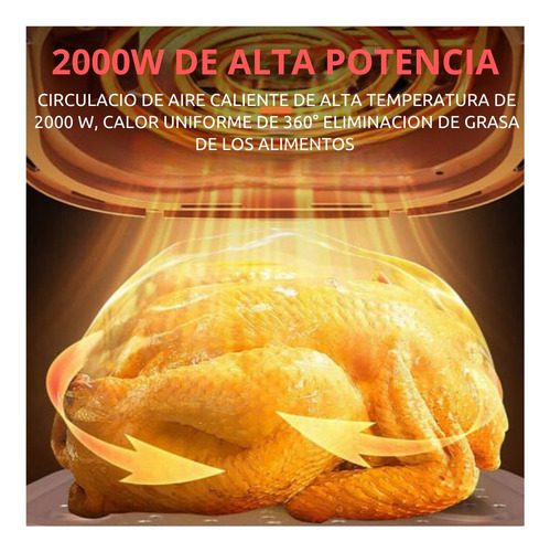 Freidora De Aire Inteligente 8 Litros Pantalla Led Táctil - Imagen 3