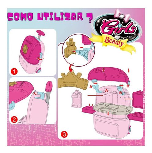 Juego Portátil Maquillaje Niñas Maleta Tocador Peinador 2023 - Imagen 4