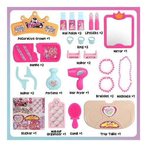Juego Portátil Maquillaje Niñas Maleta Tocador Peinador 2023 - Imagen 6