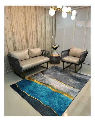 Alfombra Terciopelo Cristal Persa Antidesli Lavable 150x200 - Imagen 8