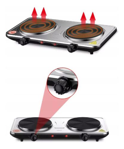 Estufa Eléctrica De 2 Puestos Nivel De Calor Ajustable - Imagen 4