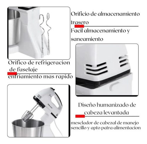 Batidora Eléctrica 250w Con Tazón De 2l 7 Velocidade Potente - Imagen 5