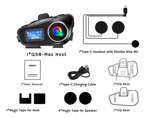 Intercomunicadores Bluetooth Q58-max X2 Radio Fm Micrófono - Imagen 5