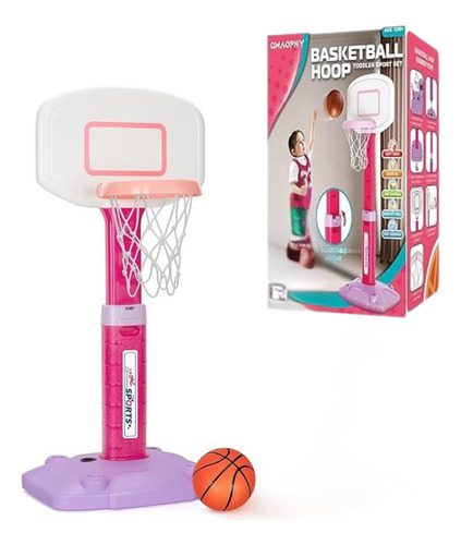 Juego Canasta Baloncesto Ajustable Para Niños 1-5 Años Rosa