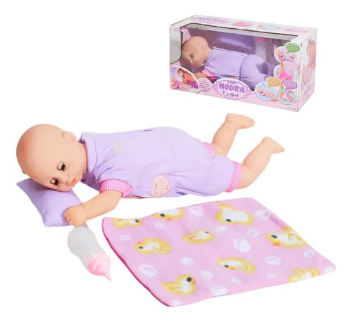 Muñeco Bebé Duerme+cobija +almohada +tetero Muñeco Realista