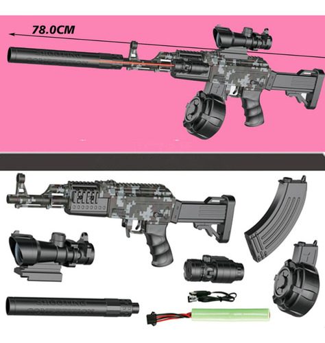 Rifle Eléctrico Automático Ak-4 Bolas De Hidrogel Recargable - Imagen 9