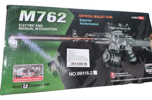 Rifle Eléctrico Automático Ak-4 Bolas De Hidrogel Recargable - Imagen 6