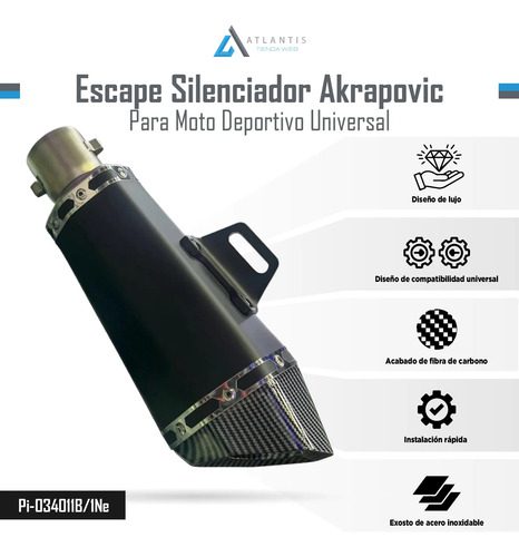 Escape Silenciador Deportivo Universal Moto Pi-034011b/1ne - Imagen 5