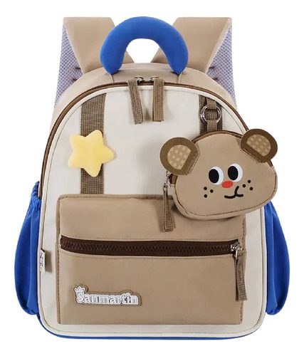 Morral Infantil Escola3 Diseño Oso Mochila Niño Liviana 30cm Beige Oso