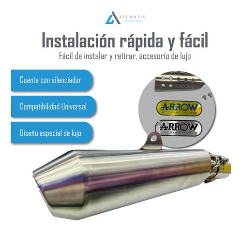 Silenciador Exosto Moto Universal Pi-034019n Acero - Imagen 4