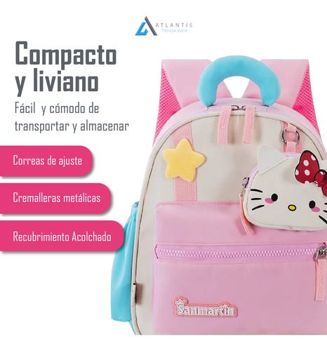 Morral Escolar Infantil Hello Kitty Mochila Liviana 30cm Ros Rosa Hello Kity - Imagen 3