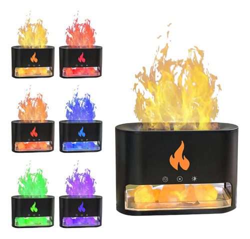 Humidificador Difusor De Aroma Con Efecto Chimenea Fuego Negro 110v