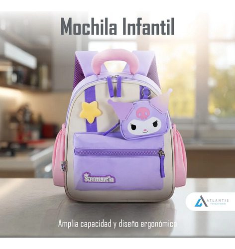 Morral Infantil Diseño Curomi Mochila Niños Liviana 30 Cm Lila Curomi - Imagen 5