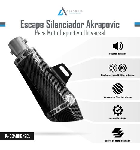 Escape Silenciador Deportivo Universal Moto Pi-034011b/2ca - Imagen 3