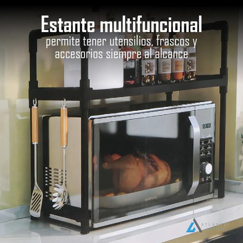 Estante Organizador Cocina 1 Nivel Rack Multifuncional Abs Negro - Imagen 6