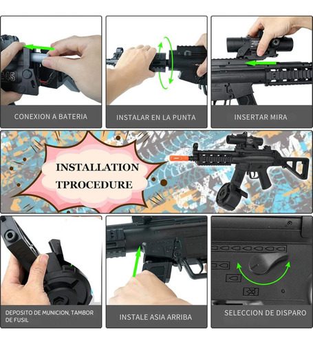 Rifle Eléctrico Automático Láser Bolas Hidrogel Recargable - Imagen 5