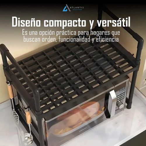 Estante Organizador Cocina 1 Nivel Rack Multifuncional Abs Negro - Imagen 3