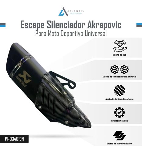 Escape Silenciador Deportivo Universal Moto Pi-034019n - Imagen 4