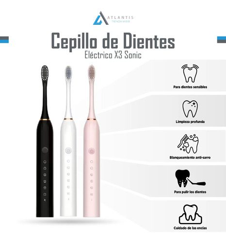 Cepillo Dientes Eléctrico X3 Sonic Recargable Cerdas Suaves Negro - Imagen 3