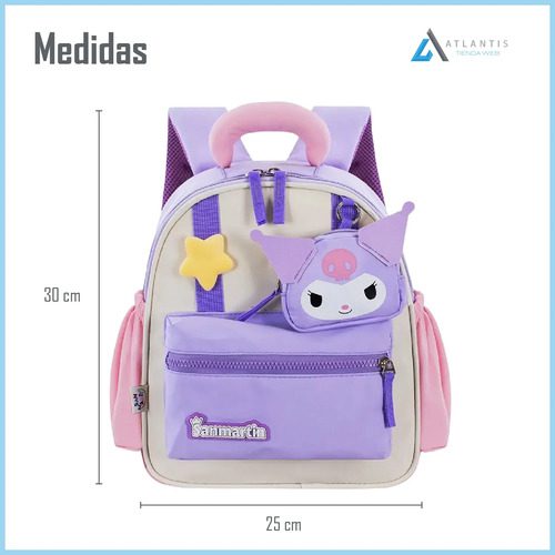 Morral Infantil Diseño Curomi Mochila Niños Liviana 30 Cm Lila Curomi - Imagen 4