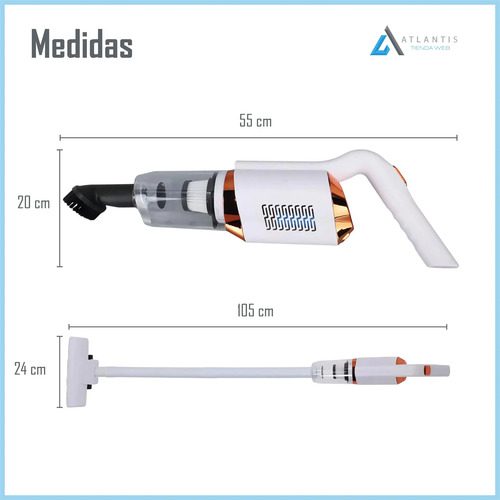 Aspiradora Vertical Inalámbrica 120w 600ml Recargable Blanca Blanco 8.4 - Imagen 3
