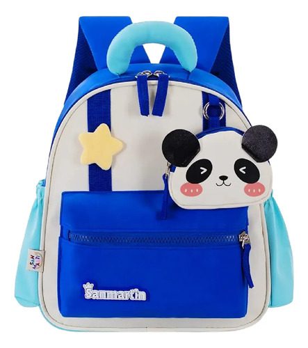 Morral Escolar Infantil Diseño Panda Mochila  Liviana 30cm Azul Morral Panda