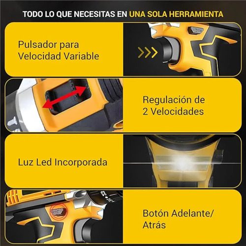 Taladro Percutor Inalámbrico 36v 2 Baterías +kit Perforación - Imagen 7