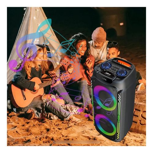 Altavoz Bluetooth Portátil 8 Pulgadas Micrófono Luces Led Rg Negro 110v - Imagen 7