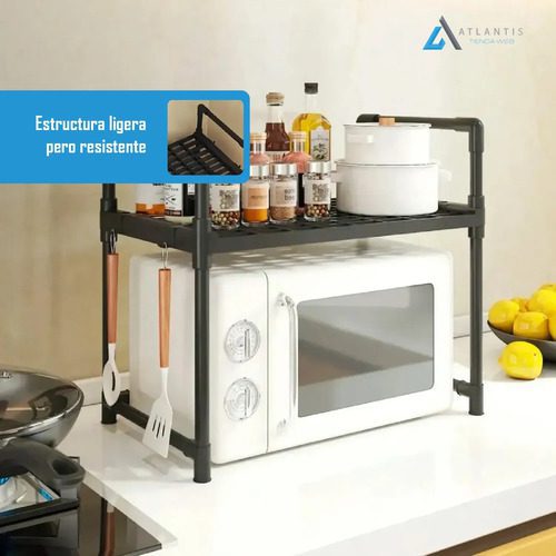 Estante Organizador Cocina 1 Nivel Rack Multifuncional Abs Negro - Imagen 4