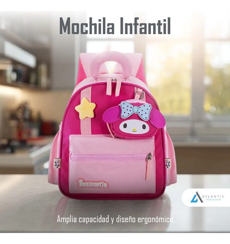 Morral Escolar Infantil My Melody Mochila Liviana 30cm Rosa Rosa Morral Escolar Malody - Imagen 4