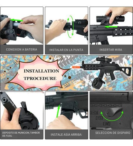 Rifl Eléctrico Automático M416 Bolas De Hidrogel Recargable - Imagen 9