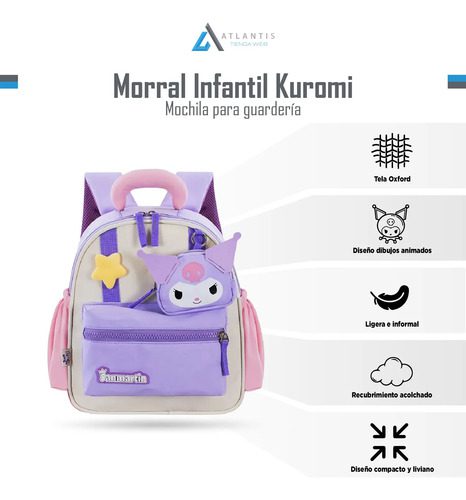 Morral Infantil Diseño Curomi Mochila Niños Liviana 30 Cm Lila Curomi - Imagen 6