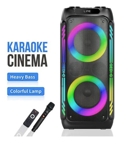 Altavoz Bluetooth Portátil 8 Pulgadas Micrófono Luces Led Rg Negro 110v - Imagen 3