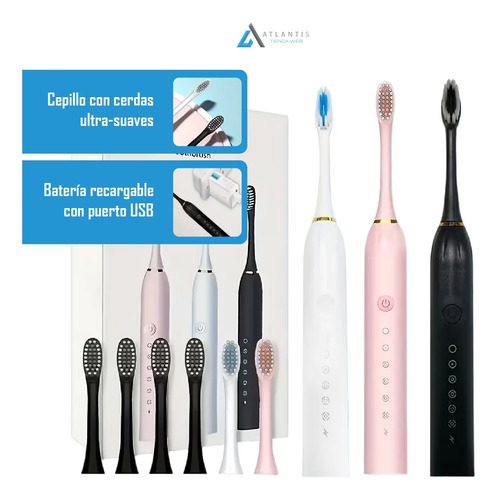 Cepillo Dientes Eléctrico X3 Sonic Recargable Cerdas Suaves Negro - Imagen 6