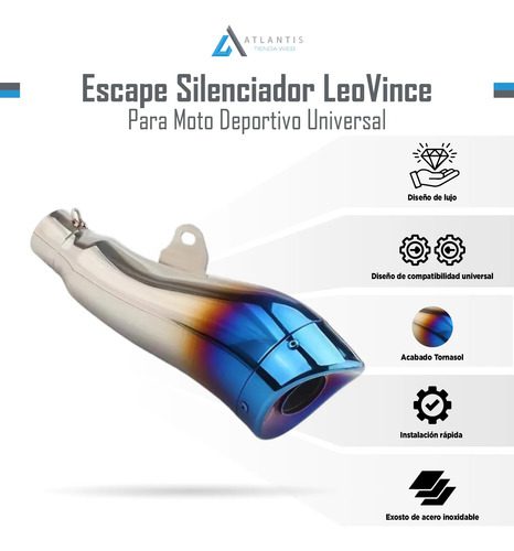 Exosto Moto Estilo Leovince Tornasol Universal De Lujo - Imagen 6